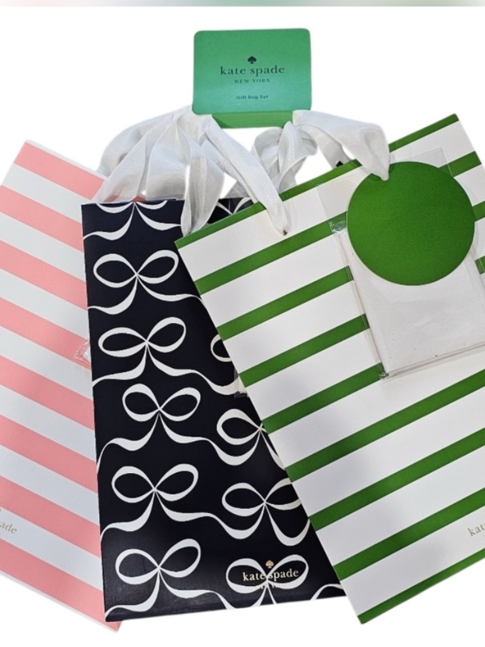 Kate Spade NWT Gift Bag Trio w/ Tissue Paper & Gift Tag.